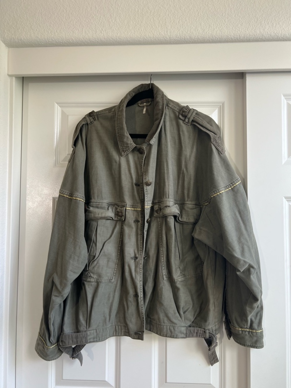 Free People Slouchy Oversized Military Jacket Moss